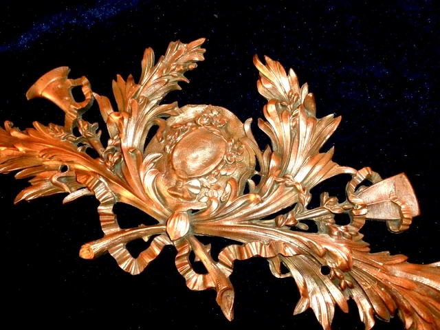 VERY RARE FANTASTIC FRENCH ANTIQUE  BRASS/ COPPER PEDIMENT MOUNT  DECOR  38 x13