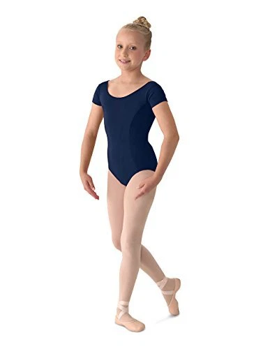 Mirella Girl's Princess Seam Cap Sleeve Dance Leotard Navy 2-4, Navy, Size 2 / 4