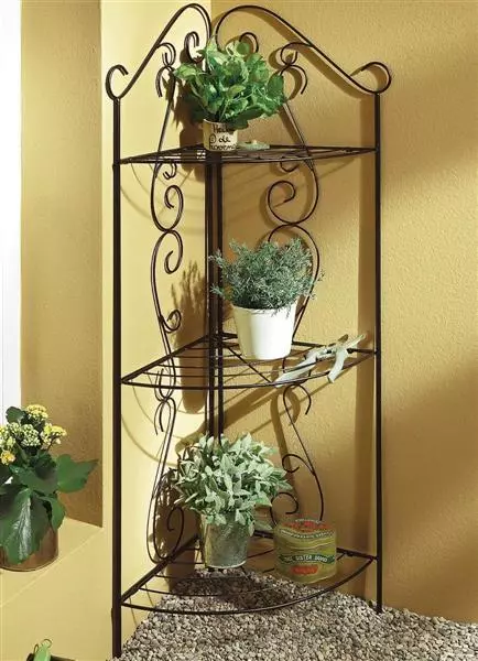 ECKREGAL 3 ETAGEN Metallregal Regal Garten Pflanzenregal Pflanzentreppe