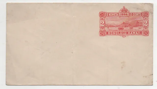 1884 Hawaiian 2 cent Red  Gov't Cover with view of Honolulu