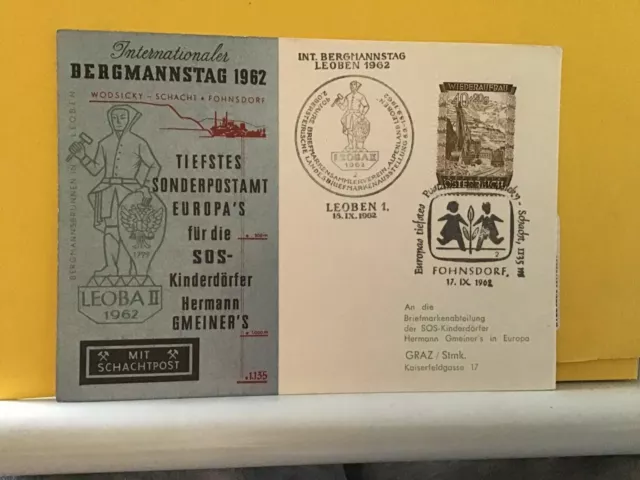 Österreich Bergmannstag 1962 Briefmarkenkarte R24967
