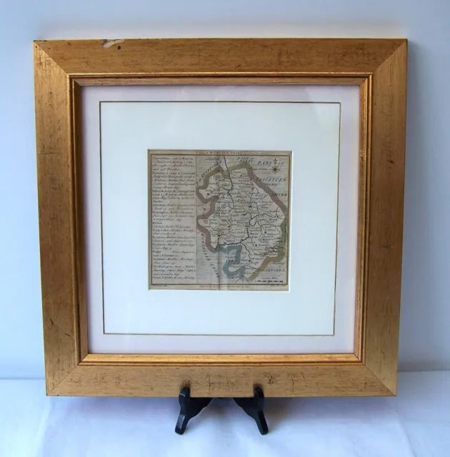 ORIGINAL 18th CENTURY C.1742 T. BADESLADE MAP OF WARWICKSHIRE FRAMED & GLAZED