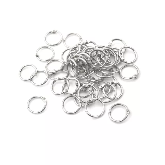 50 x Staple Book Binder 20mm Outer Diameter Loose Leaf Ring Keycha ZT