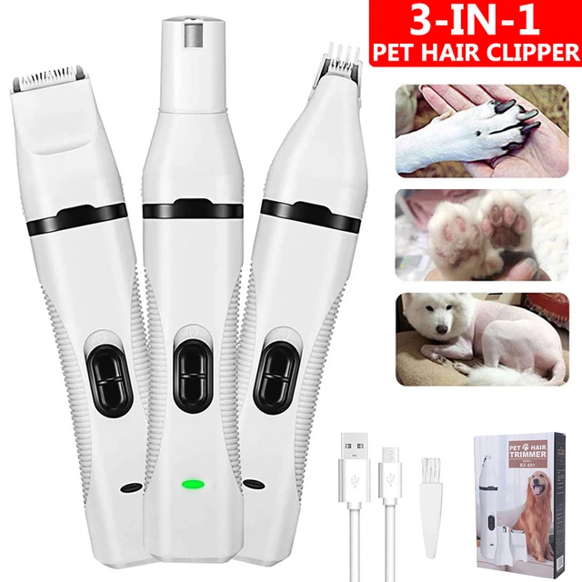 New Pet Dog Cat Hair Clipper Trimmer Nail Grinder Shaver Cordless Grooming Kits