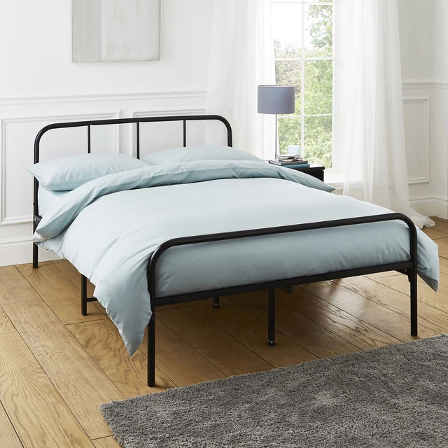 EXTRA STRONG DOUBLE Metal Bed Frame with Rounded Head and Foot Board In
