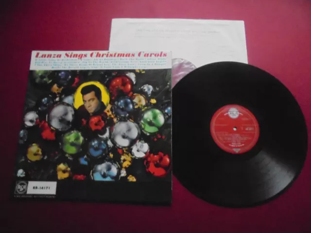 Mario Lanza ~ Lanza Sings Christmas Carols ~ 1959 Uk Vinyl Lp Mono. Rca.ex+/Vg