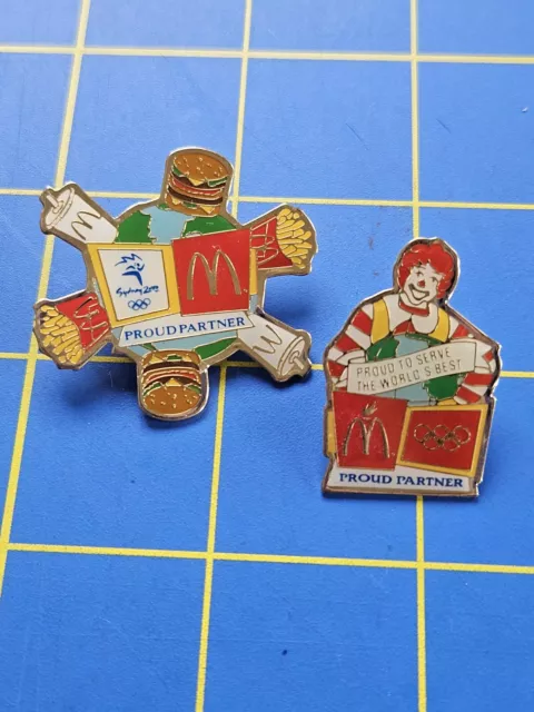 2 McDonald's Proud Partner 2000 Summer Olympics Sydney Metal Enamel Crew Pins