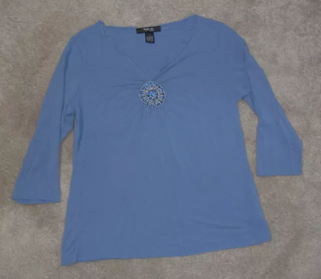 Women's Style & Co Petite Blue Beaded Knit Top - Size PL - Very Pretty!