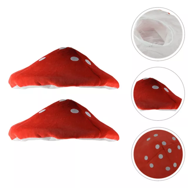 2pcs Mushroom Hat Adorable Costume Red Party Hats Kids Cosplay Decoration