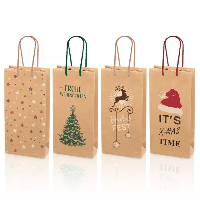 Flaschentüte Geschenktüte Kraftpapier Weihnachten Weihnachtstüte Tasche SET