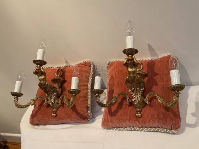 Pair Of Wall Lights French Louis Xvi Putti/cherub