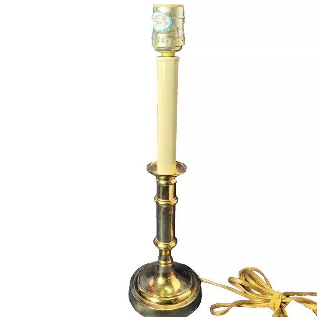 Vintage  Brass Candlestick Lamp 14" Porcelain Candle