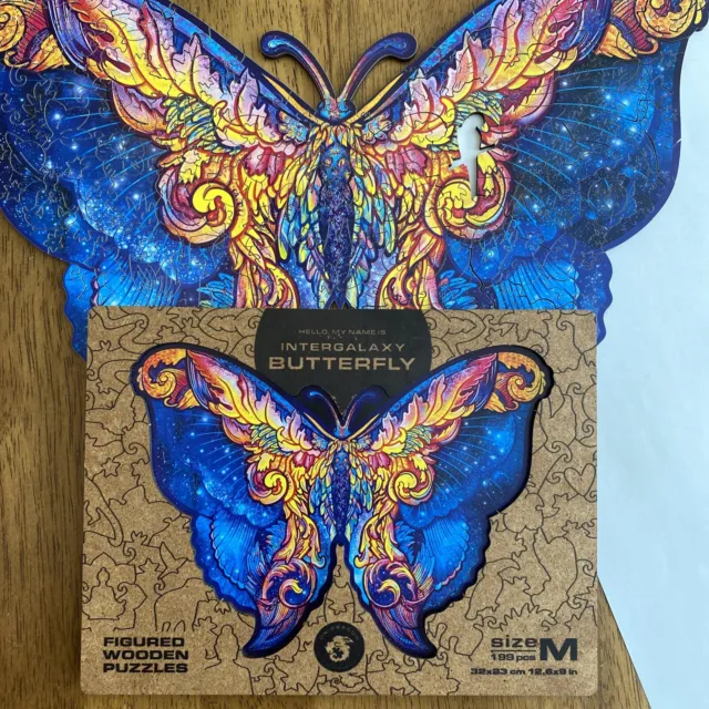 AS IS Unidragon Wooden Puzzle Intergalaxy Butterfly Size M (ONE MISSING PIECE)