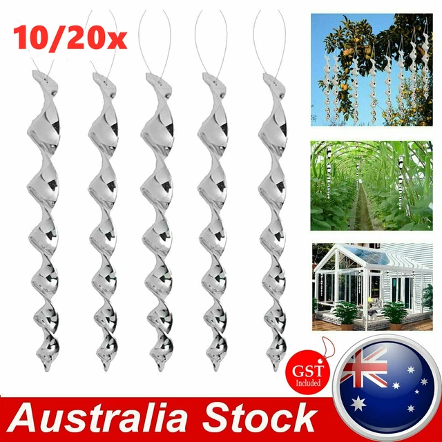 20X BIRD REPELLENT Wind Twisting Scare Rods Reflective Spiral 30cm Long