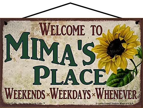 Welcome to Mima's Place Sign Sunflower Mother's Day Gift Grandma Grandmother