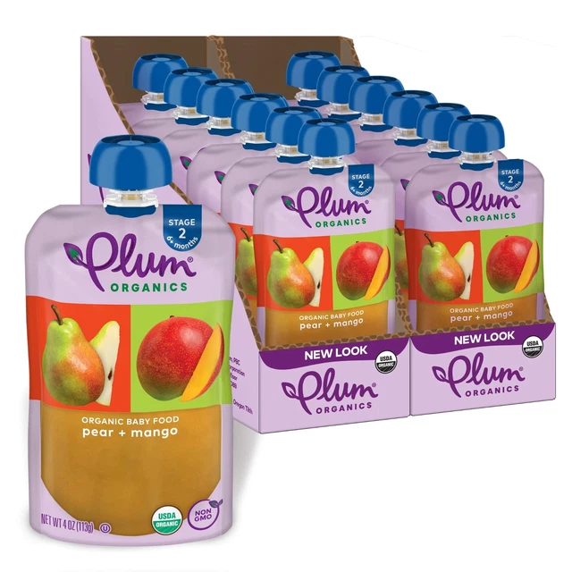 Plum Organics | Stage 2 | Organic Baby Food Meals [6+ Months] | Pear & Mango ...