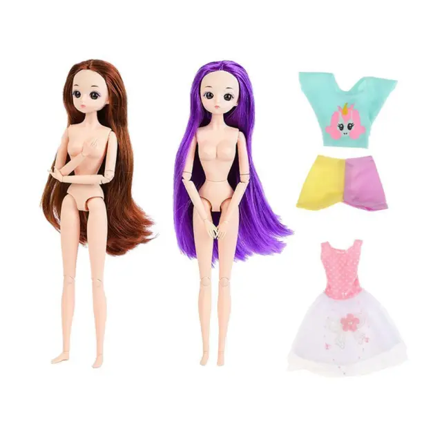 2 Pezzi 12 "1/6 Flessibile BJD Girl Doll Corpo Nudo con Vestito Da Bambola per