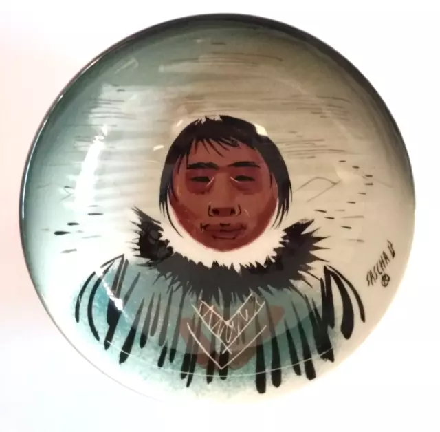 Sascha B Pottery Ceramic 5.5" Bowl Sascha Brastoff Alaska Eskimo Signed