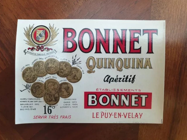 Grande Etiquette Ancienne "Quinquina Bonnet" Le Puy En Velay, Liqueur, Bistrot