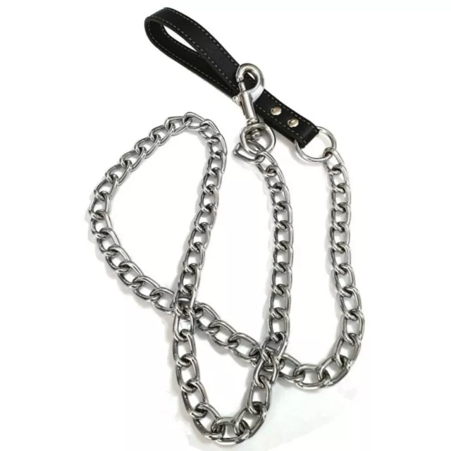 1pc Dog Collar Pet Supplies Traction Rope Iron Chain Leather 120CM Iron New