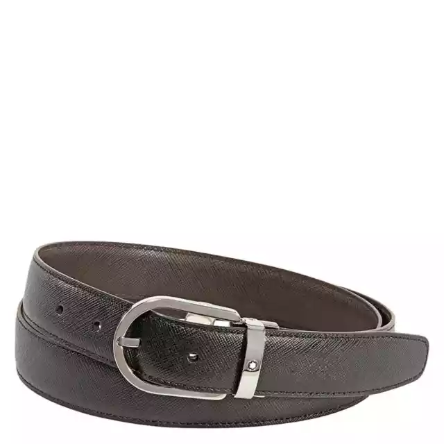 MontBlanc Reversible Leather Belt Saffiano-printed Black/Brown, Cut-to-size