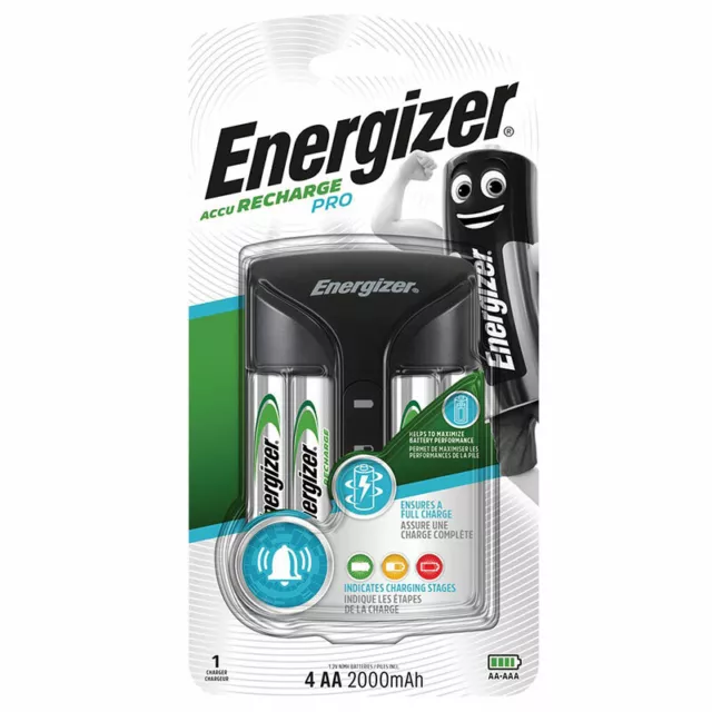 Energizer PRO Charger for AAA & AA NiMH + 4 AA 2000 mAh rechargeable batteries