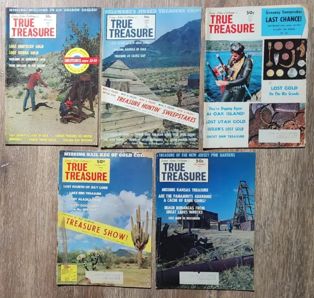 5 Vintage 1971 True Treasure Magazines The Curse of Oak Island Gold Hunting