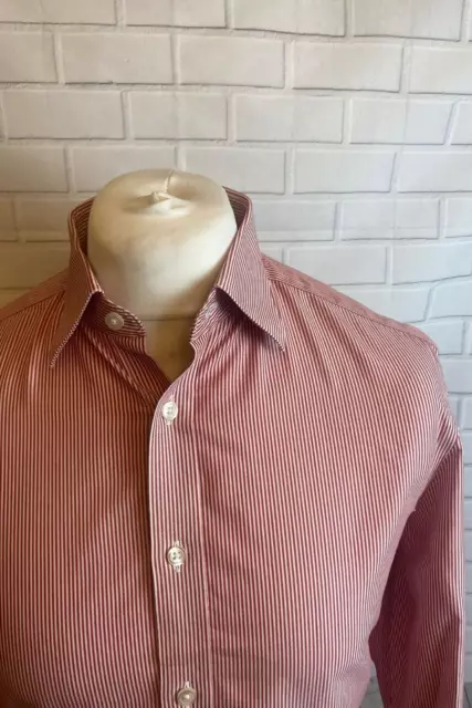 Camicia Charles Tyrwhitt rossa a righe 15,5"" - 33"" aderente doppio polsino