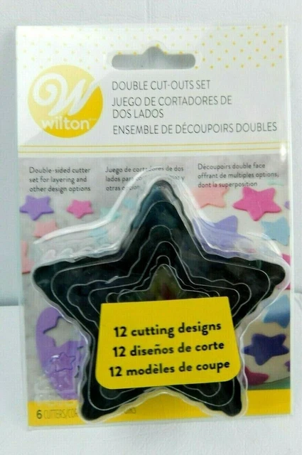 Juego de estrellas de doble corte Wilton, 6 piezas cortadores de galletas/fondant vacaciones Navidad