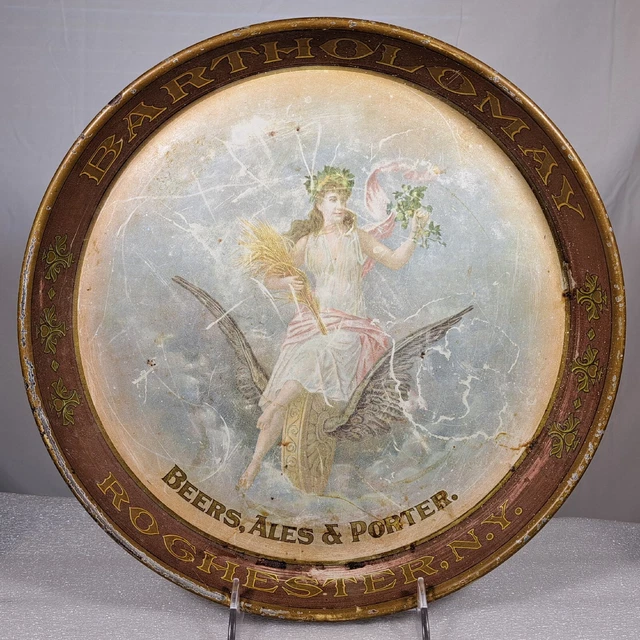 Pre Prohibition Bartholomay Beer Tin Serving Tray Brewing Rochester NY Shonk