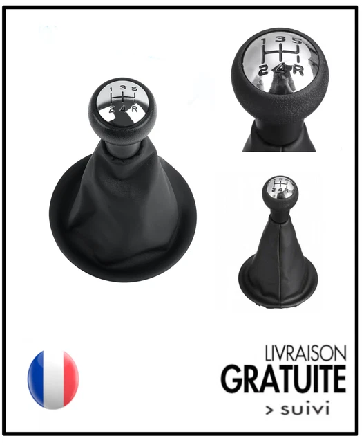 Pommeau Levier De Vitesse 5 Vitesses + Soufflet Noir/Chrome Pour Citroën Berlingo II Et Peugeot Partner II Dès 2008 - Qualité Premium