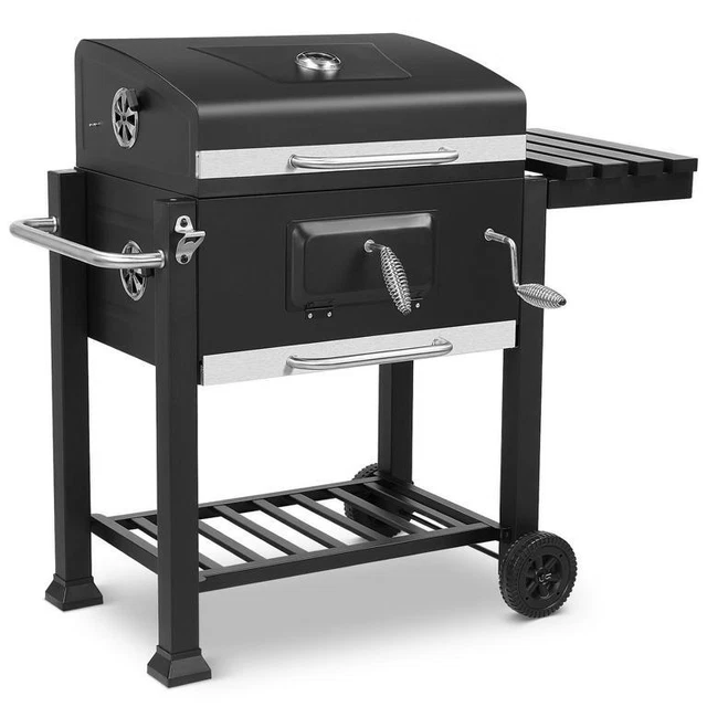 Holzkohlegrill Grillwagen Grill BBQ Holzkohle Thermometer Ablage Räder 2 Ebenen