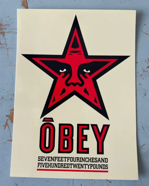 "Pegatina de póster de estrella roja gigante Obey Giant Shepard Fairey Andre 4,75x6"""