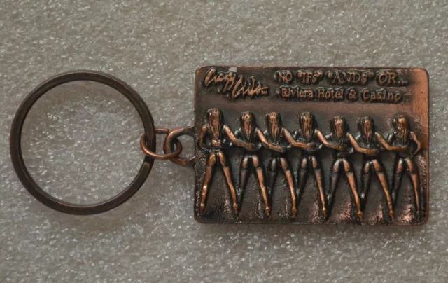 RIVIERA HOTEL & CASINO CRAZY GIRLS Las Vegas BRONZE METAL KEYRING KEYCHAIN