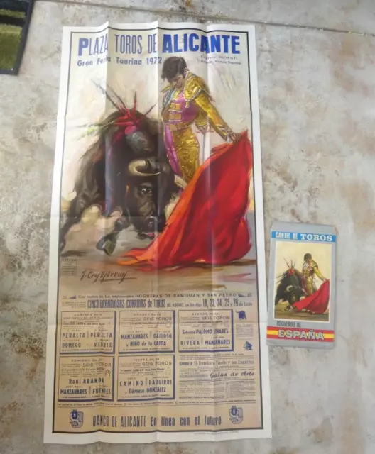 Spain Bullfight Fair Poster 1972 5 Bullfights Angel Peralta Art of Rejoneo 21x42 2