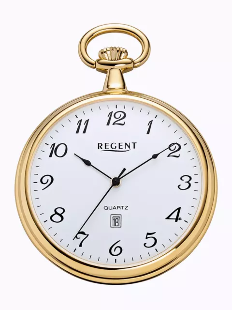 Gold Plated Regent P-556 Lepine Quartz Pocket Watch with Chain