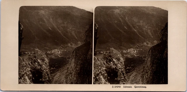 Suisse, Col de la Gemmi, Vintage print, ca.1900, Stéréo Tirage vintage, légendé