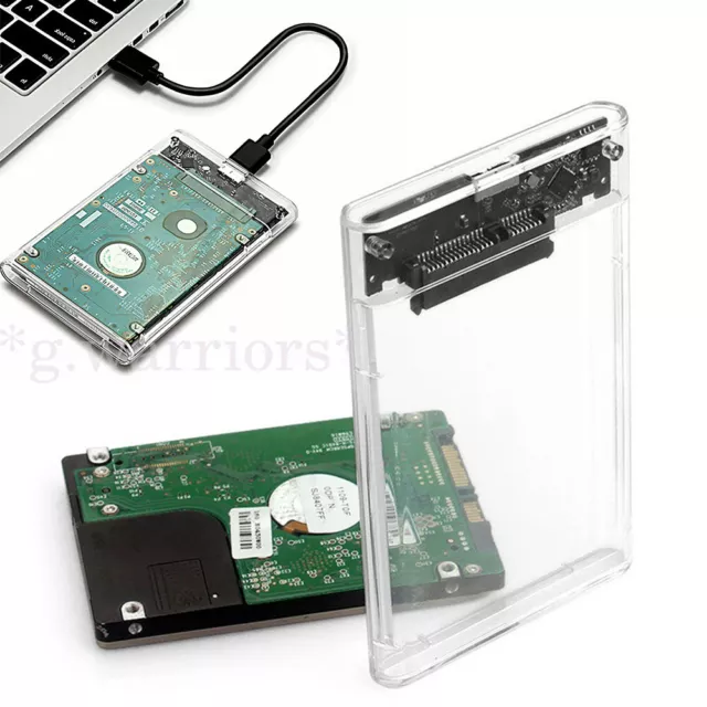 Hard Drive Enclosure 2.5 Inch USB 3.0 SATA Case External Clear HDD SSD
