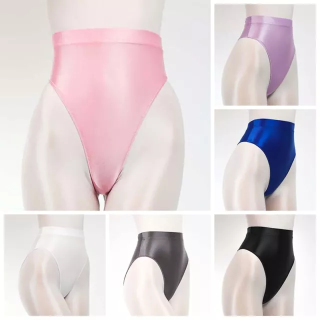 Men Women Silky Shiny Satin Glossy Wet Look Knickers Briefs Underwear Panties