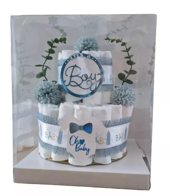 Personalisierbare  💙 Jungen Windeltorte  💙 Geschenk zur Geburt Babyshower