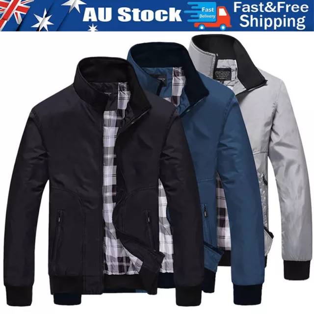 Mens Casual Flying Pilot Bomber Jacket Zip Up Stand Collar Coat Outwear Workwear