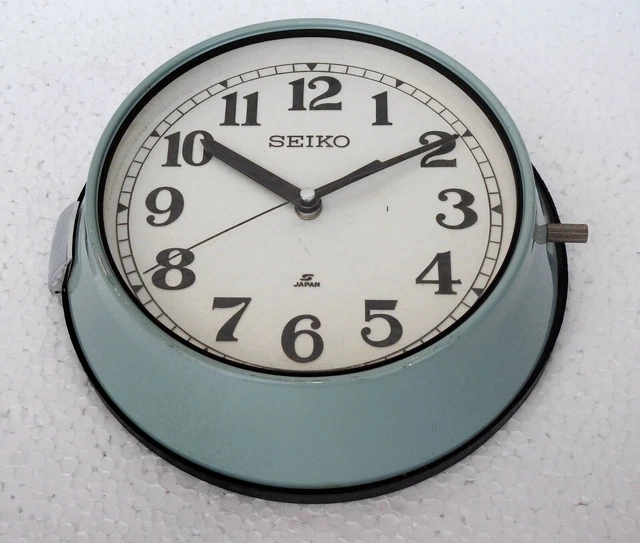 Vintage Maritime Seiko Wanduhr Slave Nautische Industrie Schiffsuhr Blau