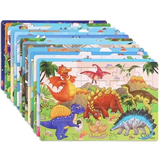 SET OF 5 wooden jigsaw puzzles for kids preschool educational learning toy gift