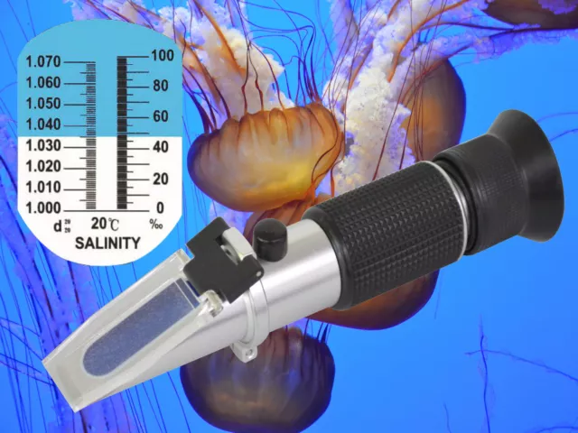 Refractómetro Salinidad Sal Acuario, Contenido de :0 -100‰ Densidad:1.000-1.070