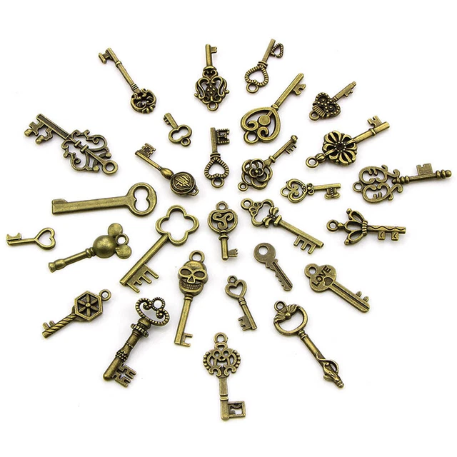 50PCS DIY Mixed Vintage Key Charms Pendant Steampunk Bronze Jewelry Findings .NI