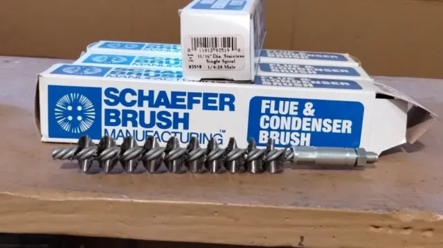 Schaefer Brush Mfg. 93519.  11/16" Dia. Stainless Single Spiral Brush (Lot Of 4)