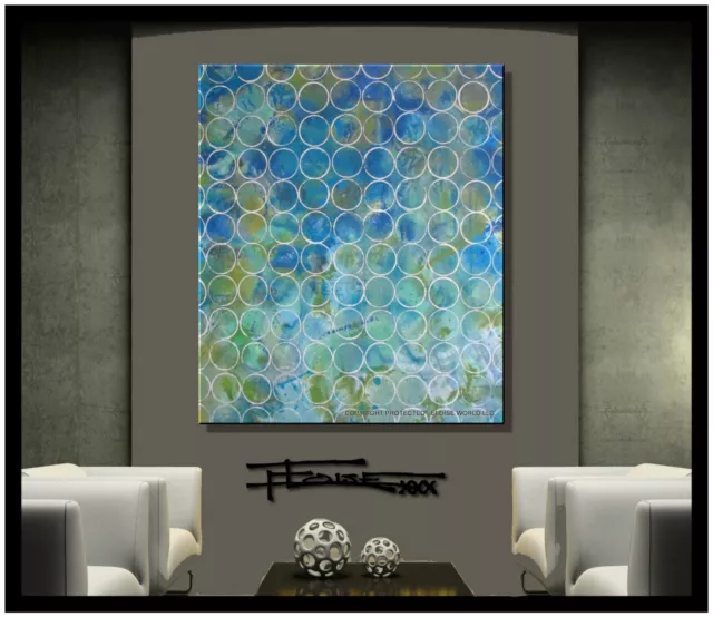 ABSTRACT PAINTING CANVAS WALL ART Large, Signed, Framed, US ELOISExxx