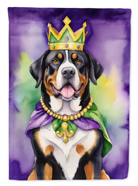 Greater Swiss Mountain Dog King of Mardi Gras Flag Garden Size DAC4808GF