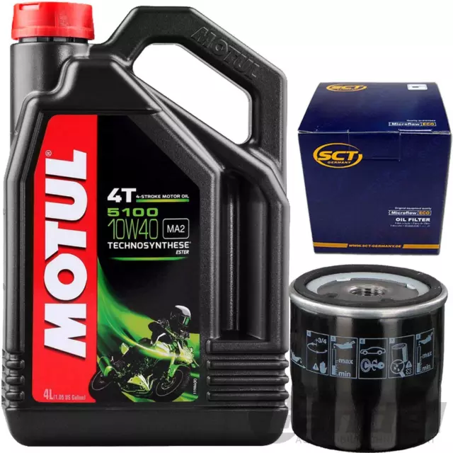 4L MOTUL 5100 4T MOTORRAD ÖL 10W-40 MA2 + ÖLFILTER für HONDA KAWASAKI YAMAHA