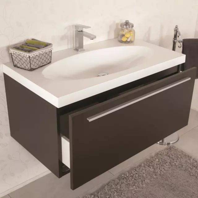 MOBILE BAGNO sospeso moderno 90 cm arredo con lavabo resina cassetti Edera